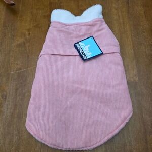 Pawsitively Fun Pink Corduroy Sherpa Lined Pet Dog Jacket Warm Cozy Size L